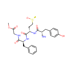 COC(=O)CNC(=O)[C@H](Cc1ccccc1)NC(=O)[C@H](CC[S@+](C)[O-])NC(=O)[C@@H](N)Cc1ccc(O)cc1 ZINC000096179069