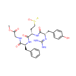 COC(=O)CNC(=O)[C@H](Cc1ccccc1)NC(=O)[C@H](CC[S@@+](C)[O-])NC(=O)[C@H](Cc1ccc(O)cc1)N=C(N)N ZINC000029330462