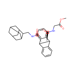 COC(=O)CNC(=O)[C@H]1C2c3ccccc3C(c3ccccc32)[C@@H]1C(=O)NCC1C2CC3CC(C2)CC1C3 ZINC000027189987