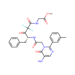 COC(=O)CNC(=O)C(F)(F)C(=O)[C@@H](Cc1ccccc1)NC(=O)Cn1c(-c2cccc(C)c2)ncc(N)c1=O ZINC000028756317