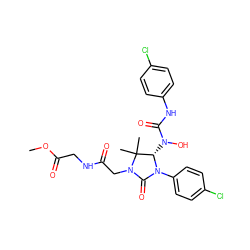 COC(=O)CNC(=O)CN1C(=O)N(c2ccc(Cl)cc2)[C@@H](N(O)C(=O)Nc2ccc(Cl)cc2)C1(C)C ZINC000008666116