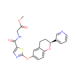 COC(=O)CNC(=O)c1cnc(Oc2ccc3c(c2)CC[C@@H](c2cccnc2)O3)s1 ZINC000145571714