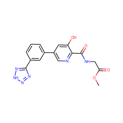 COC(=O)CNC(=O)c1ncc(-c2cccc(-c3nn[nH]n3)c2)cc1O ZINC000117534903