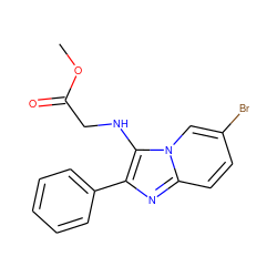 COC(=O)CNc1c(-c2ccccc2)nc2ccc(Br)cn12 ZINC000003906274