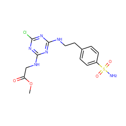 COC(=O)CNc1nc(Cl)nc(NCCc2ccc(S(N)(=O)=O)cc2)n1 ZINC000028472361