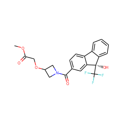 COC(=O)COC1CN(C(=O)c2ccc3c(c2)[C@](O)(C(F)(F)F)c2ccccc2-3)C1 ZINC000144713465