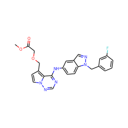 COC(=O)COCc1ccn2ncnc(Nc3ccc4c(cnn4Cc4cccc(F)c4)c3)c12 ZINC000028901036