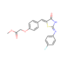 COC(=O)COc1ccc(/C=C2\S/C(=N\c3ccc(F)cc3)NC2=O)cc1 ZINC000005007642