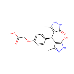 COC(=O)COc1ccc([C@H](c2c(C)n[nH]c2O)c2c(C)[nH][nH]c2=O)cc1 ZINC000004148830