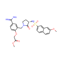 COC(=O)COc1ccc(C(=N)N)cc1CN1CC[C@H](NS(=O)(=O)c2ccc3ccc(OC)cc3c2)C1=O ZINC000014952232