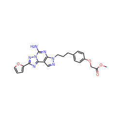 COC(=O)COc1ccc(CCCn2ncc3c2nc(N)n2nc(-c4ccco4)nc32)cc1 ZINC000071405085