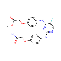COC(=O)COc1ccc(Nc2nc(Nc3ccc(OCC(N)=O)cc3)ncc2F)cc1 ZINC000299862857
