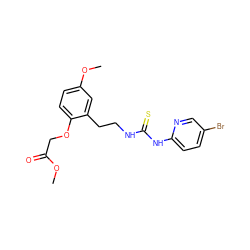 COC(=O)COc1ccc(OC)cc1CCNC(=S)Nc1ccc(Br)cn1 ZINC000040829371