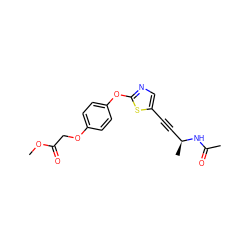 COC(=O)COc1ccc(Oc2ncc(C#C[C@H](C)NC(C)=O)s2)cc1 ZINC000036185020