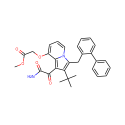 COC(=O)COc1cccn2c(Cc3ccccc3-c3ccccc3)c(C(C)(C)C)c(C(=O)C(N)=O)c12 ZINC000027191871