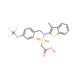 COC(=O)CS(=O)(=O)N(Cc1ccc(OC(F)(F)F)cc1)c1sc2ccccc2c1C ZINC000115230615
