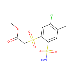 COC(=O)CS(=O)(=O)c1cc(Cl)c(C)cc1S(N)(=O)=O ZINC000034799856