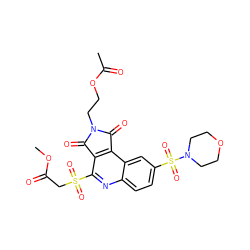 COC(=O)CS(=O)(=O)c1nc2ccc(S(=O)(=O)N3CCOCC3)cc2c2c1C(=O)N(CCOC(C)=O)C2=O ZINC000014947190