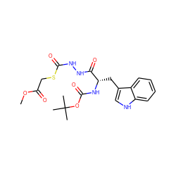 COC(=O)CSC(=O)NNC(=O)[C@H](Cc1c[nH]c2ccccc12)NC(=O)OC(C)(C)C ZINC000029050059