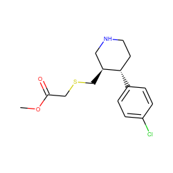 COC(=O)CSC[C@H]1CNCC[C@@H]1c1ccc(Cl)cc1 ZINC000013584896