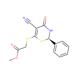 COC(=O)CSC1=C(C#N)C(=O)N[C@@H](c2ccccc2)S1 ZINC000000552039