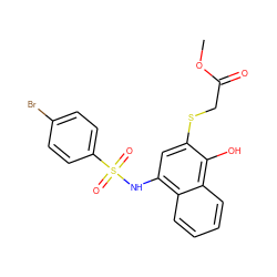 COC(=O)CSc1cc(NS(=O)(=O)c2ccc(Br)cc2)c2ccccc2c1O ZINC000169348355