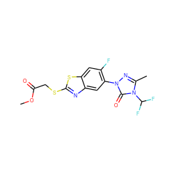 COC(=O)CSc1nc2cc(-n3nc(C)n(C(F)F)c3=O)c(F)cc2s1 ZINC000103176843