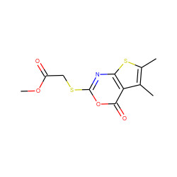 COC(=O)CSc1nc2sc(C)c(C)c2c(=O)o1 ZINC000013779504