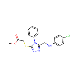 COC(=O)CSc1nnc(CNc2ccc(Cl)cc2)n1-c1ccccc1 ZINC000000976306