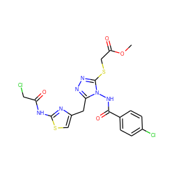 COC(=O)CSc1nnc(Cc2csc(NC(=O)CCl)n2)n1NC(=O)c1ccc(Cl)cc1 ZINC000028815526