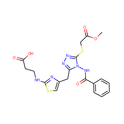 COC(=O)CSc1nnc(Cc2csc(NCCC(=O)O)n2)n1NC(=O)c1ccccc1 ZINC000028712143