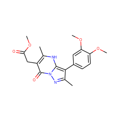 COC(=O)Cc1c(C)[nH]c2c(-c3ccc(OC)c(OC)c3)c(C)nn2c1=O ZINC000009531054