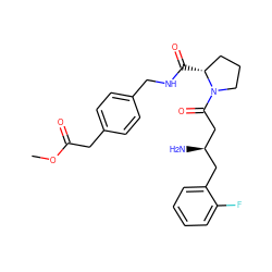 COC(=O)Cc1ccc(CNC(=O)[C@@H]2CCCN2C(=O)C[C@H](N)Cc2ccccc2F)cc1 ZINC000014958959