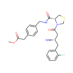 COC(=O)Cc1ccc(CNC(=O)[C@@H]2CSCN2C(=O)C[C@@H](N)Cc2ccccc2F)cc1 ZINC000028390322