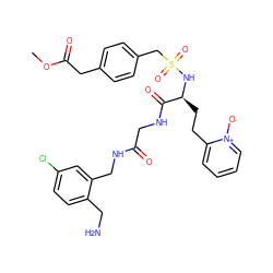 COC(=O)Cc1ccc(CS(=O)(=O)N[C@@H](CCc2cccc[n+]2[O-])C(=O)NCC(=O)NCc2cc(Cl)ccc2CN)cc1 ZINC000028706136