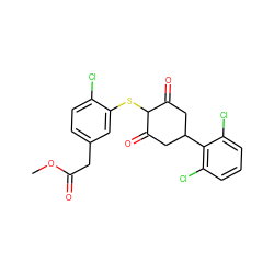 COC(=O)Cc1ccc(Cl)c(SC2C(=O)CC(c3c(Cl)cccc3Cl)CC2=O)c1 ZINC000473123985