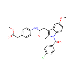 COC(=O)Cc1ccc(NC(=O)Cc2c(C)n(C(=O)c3ccc(Cl)cc3)c3ccc(OC)cc23)cc1 ZINC000013809405