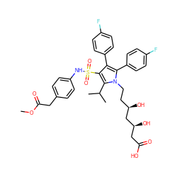 COC(=O)Cc1ccc(NS(=O)(=O)c2c(-c3ccc(F)cc3)c(-c3ccc(F)cc3)n(CC[C@@H](O)C[C@@H](O)CC(=O)O)c2C(C)C)cc1 ZINC000049898430