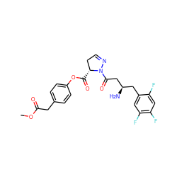 COC(=O)Cc1ccc(OC(=O)[C@@H]2CC=NN2C(=O)C[C@H](N)Cc2cc(F)c(F)cc2F)cc1 ZINC000040863520