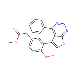 COC(=O)Cc1ccc(OC)c(-c2c[nH]c3ncnc(-c4ccccc4)c23)c1 ZINC000218984525