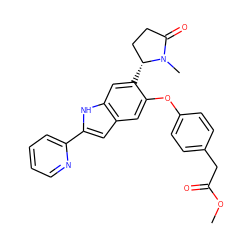 COC(=O)Cc1ccc(Oc2cc3cc(-c4ccccn4)[nH]c3cc2[C@@H]2CCC(=O)N2C)cc1 ZINC000209696162