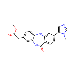 COC(=O)Cc1ccc2c(c1)NC(=O)c1ccc(-c3cncn3C)cc1N2 ZINC000043016401