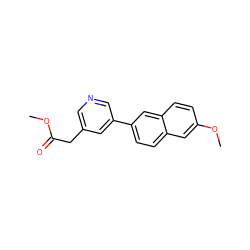 COC(=O)Cc1cncc(-c2ccc3cc(OC)ccc3c2)c1 ZINC000040976971