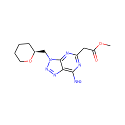 COC(=O)Cc1nc(N)c2nnn(C[C@@H]3CCCCO3)c2n1 ZINC000084705016