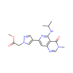 COC(=O)Cn1cc(-c2cc3ncn(C)c(=O)c3c(NC(C)C)n2)cn1 ZINC000115624423