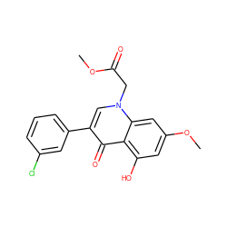 COC(=O)Cn1cc(-c2cccc(Cl)c2)c(=O)c2c(O)cc(OC)cc21 ZINC000000581498