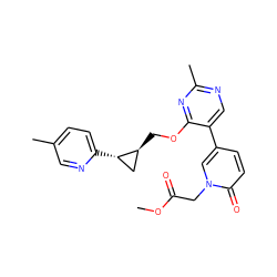 COC(=O)Cn1cc(-c2cnc(C)nc2OC[C@H]2C[C@@H]2c2ccc(C)cn2)ccc1=O ZINC000222169580