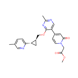 COC(=O)Cn1ccc(-c2cnc(C)nc2OC[C@H]2C[C@@H]2c2ccc(C)cn2)cc1=O ZINC000222628726