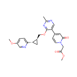 COC(=O)Cn1ccc(-c2cnc(C)nc2OC[C@H]2C[C@@H]2c2ccc(OC)cn2)cc1=O ZINC000209426251