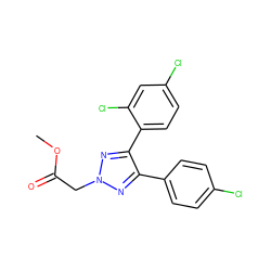 COC(=O)Cn1nc(-c2ccc(Cl)cc2)c(-c2ccc(Cl)cc2Cl)n1 ZINC000103211881